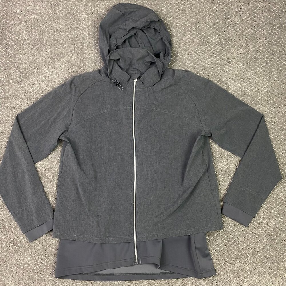 FootJoy Jacket Women's Medium Gray Stretch Woven Knit Mid Layer Golf Hooded Zip